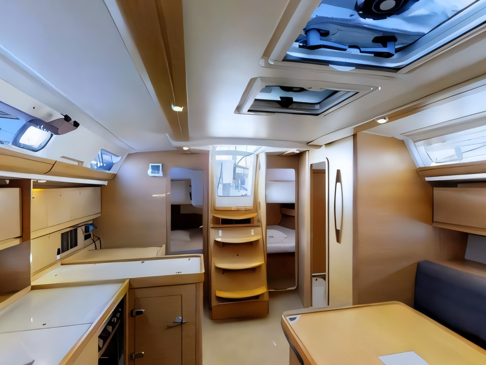 Interior of Dufour 450 Grand Large sail boat with 4 cabins Croatia yacht charter