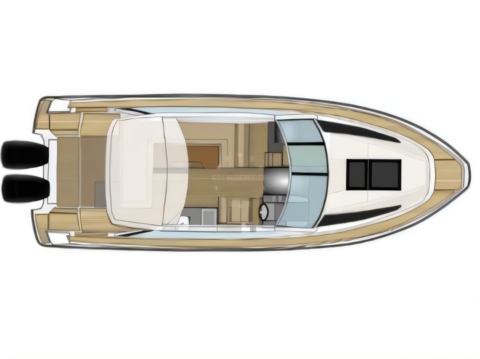 Layout of Flipper 900 ST JOYSTICK motor boat with 2 cabins Croatia yacht charter