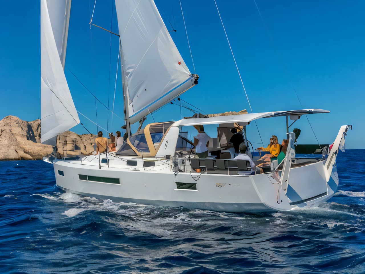 Exterior overview of Sun Loft 47 sail boat for charter from Seget Donji Marina Baotic in the Split sailing area Croatia