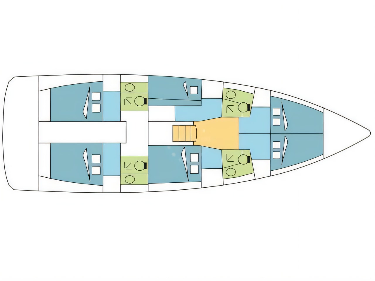 Interior of Sun Loft 47 sail boat with 6 cabins Croatia yacht charter