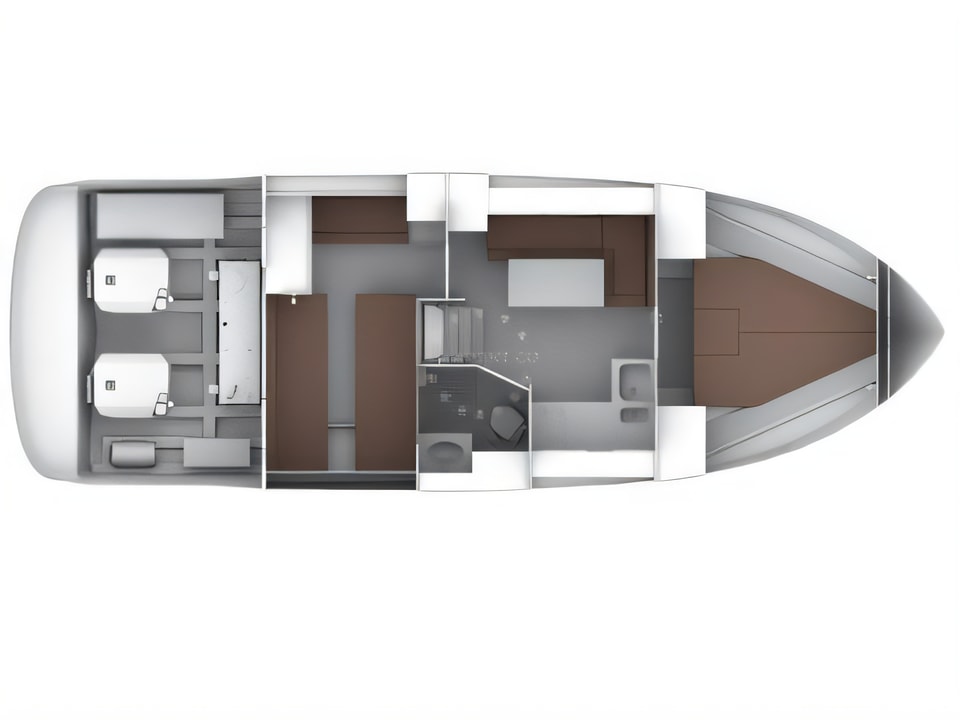 Layout of Bavaria 35 Sport motor boat with 2 cabins Croatia yacht charter