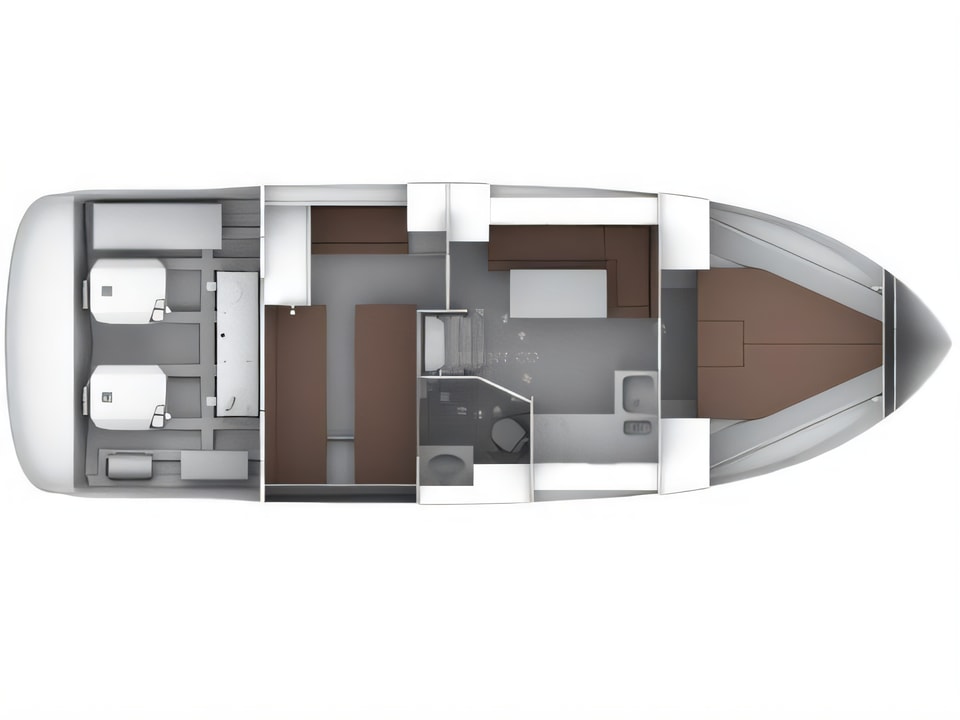 Layout of Bavaria 35 Sport HT motor boat with 2 cabins Croatia yacht charter
