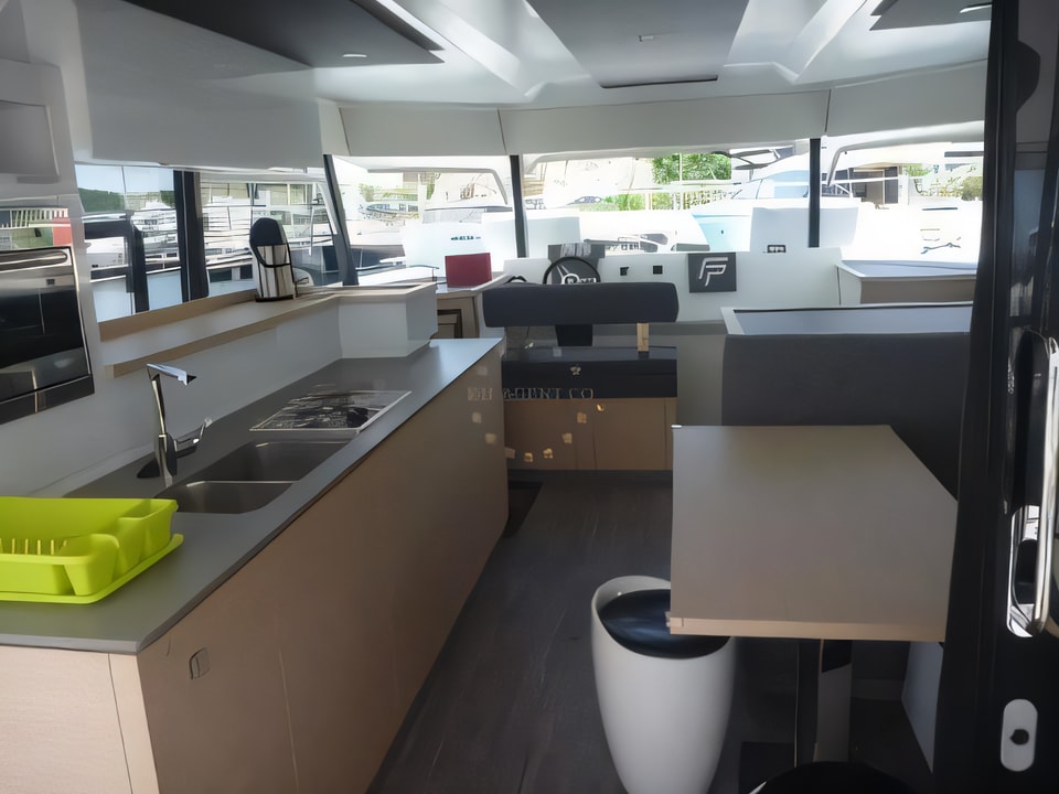 Interior of MY 37- 3 cab. power catamaran with 3 cabins Croatia yacht charter