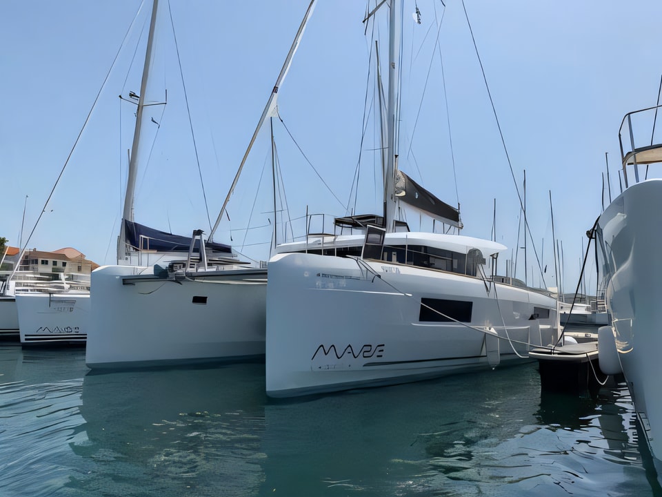 Exterior overview of Lagoon 40 (3+2 cab.) catamaran for charter from Sibenik Marina Mandalina in the Sibenik sailing area Croatia