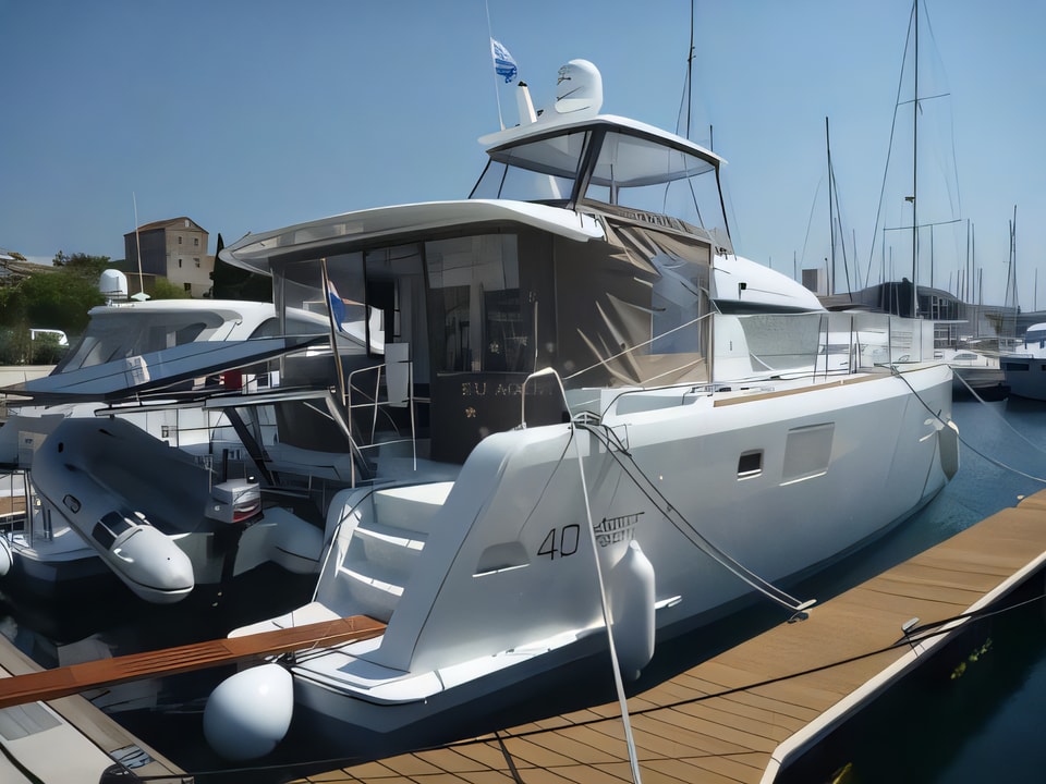 Exterior overview of Lagoon 40 (3+2 cab.) catamaran for charter from Sibenik Marina Mandalina in the Sibenik sailing area Croatia