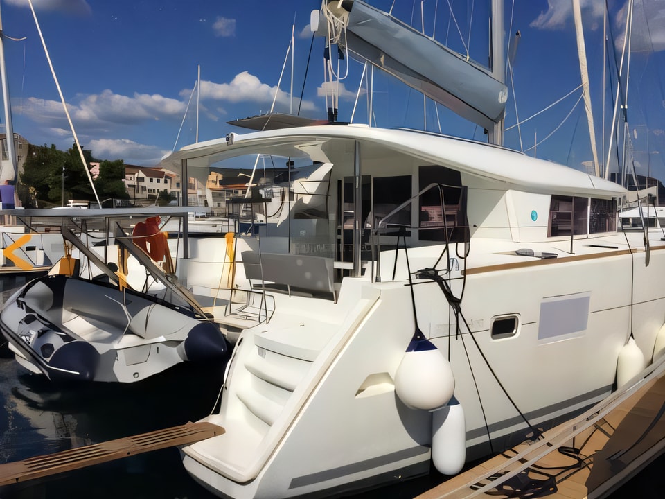 Exterior overview of Lagoon 400 (4+2 cab.) catamaran for charter from Sibenik Marina Mandalina in the Sibenik sailing area Croatia