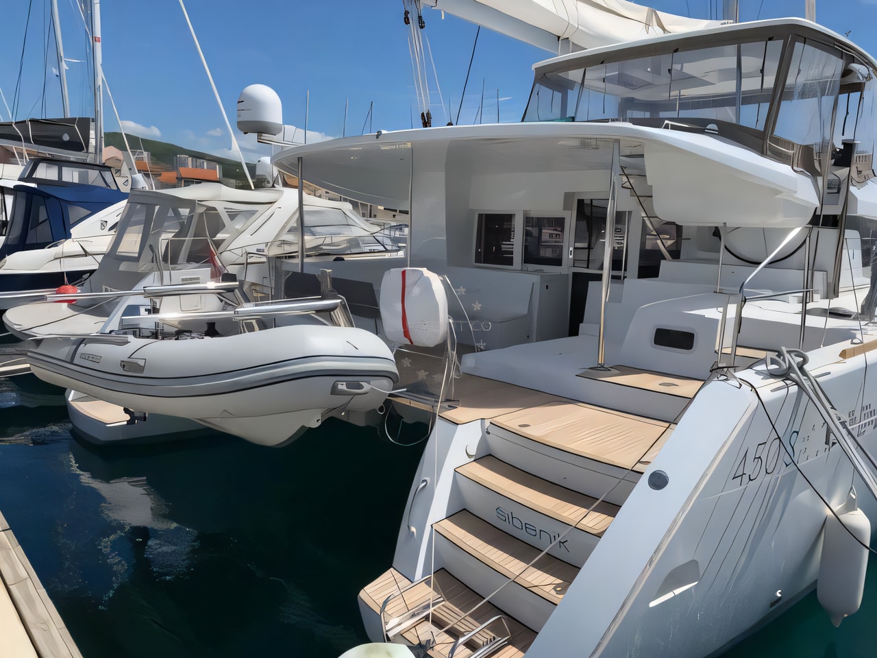 Layout of Lagoon 450 Sport (4+2 cab.) catamaran with 4 cabins Croatia yacht charter