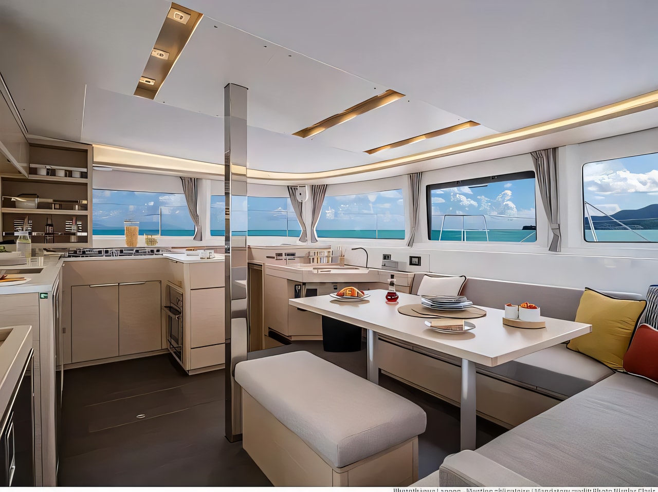 Layout of Lagoon 46 catamaran with 6 cabins Croatia yacht charter