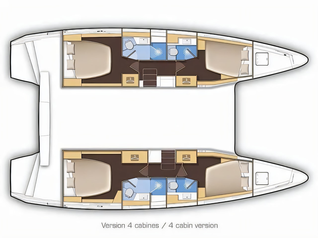 Interior of Lagoon 42 catamaran with 6 cabins Croatia yacht charter