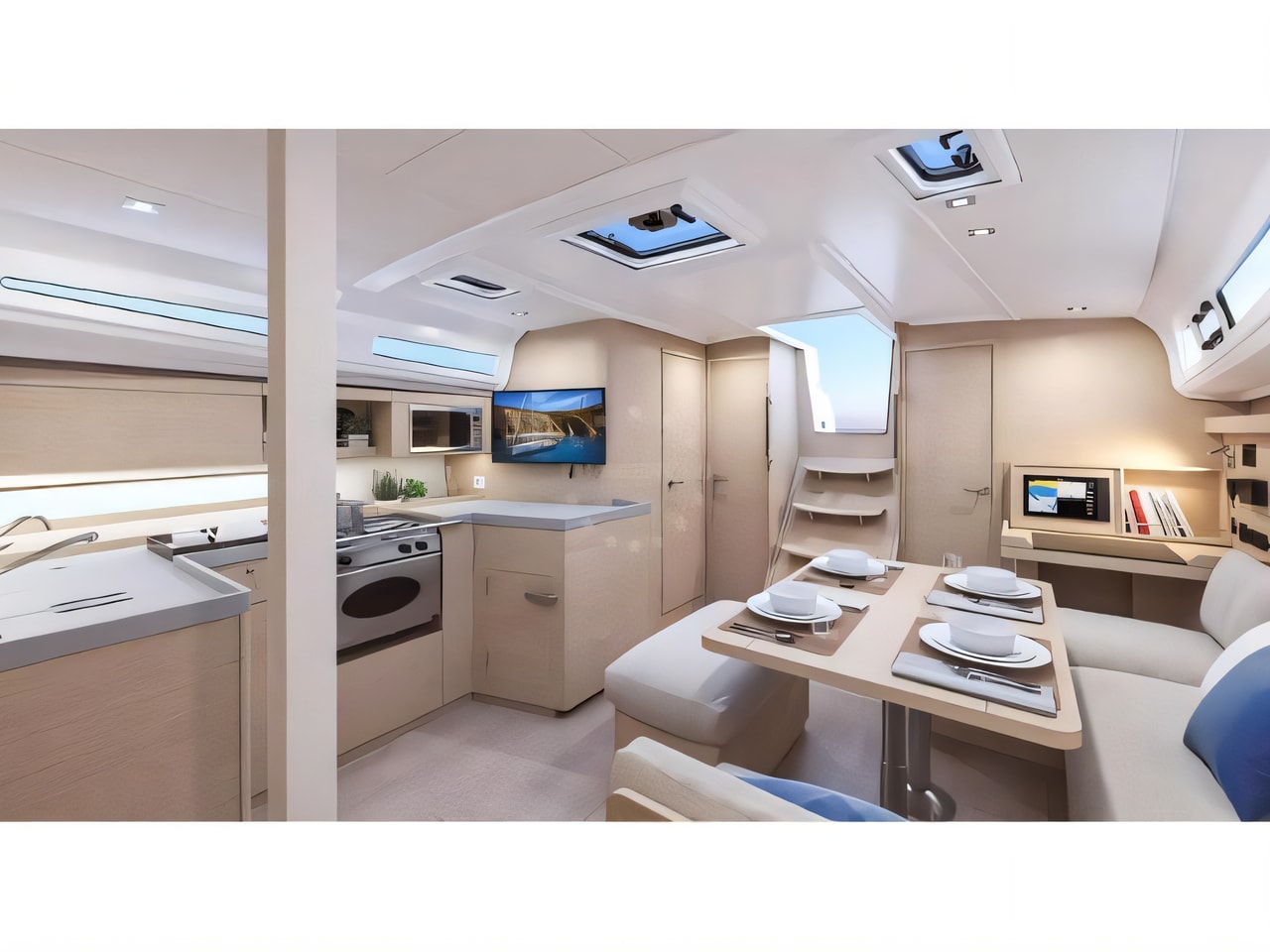 Layout of Oceanis 40.1 sail boat with 3 cabins Croatia yacht charter