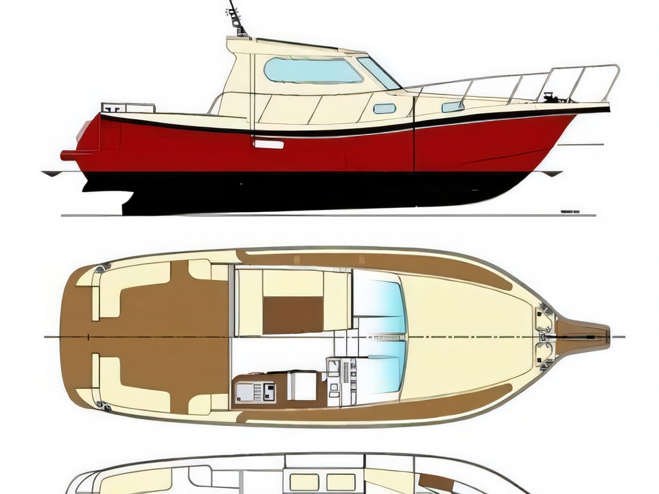 Damor 980 yacht layout 2 cabins Croatia charter