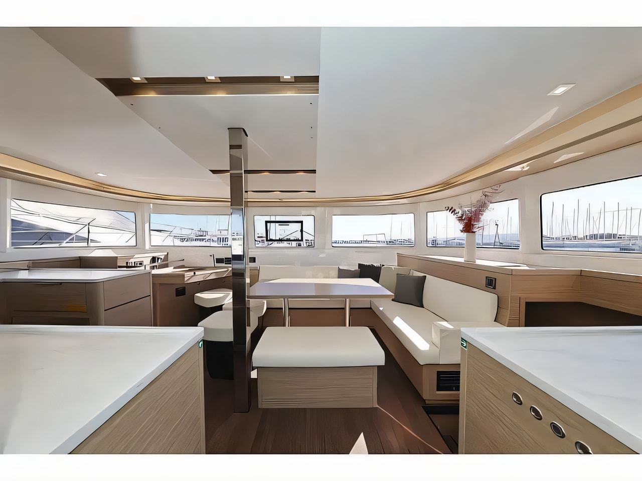 Layout of Lagoon 46 catamaran with 6 cabins Croatia yacht charter