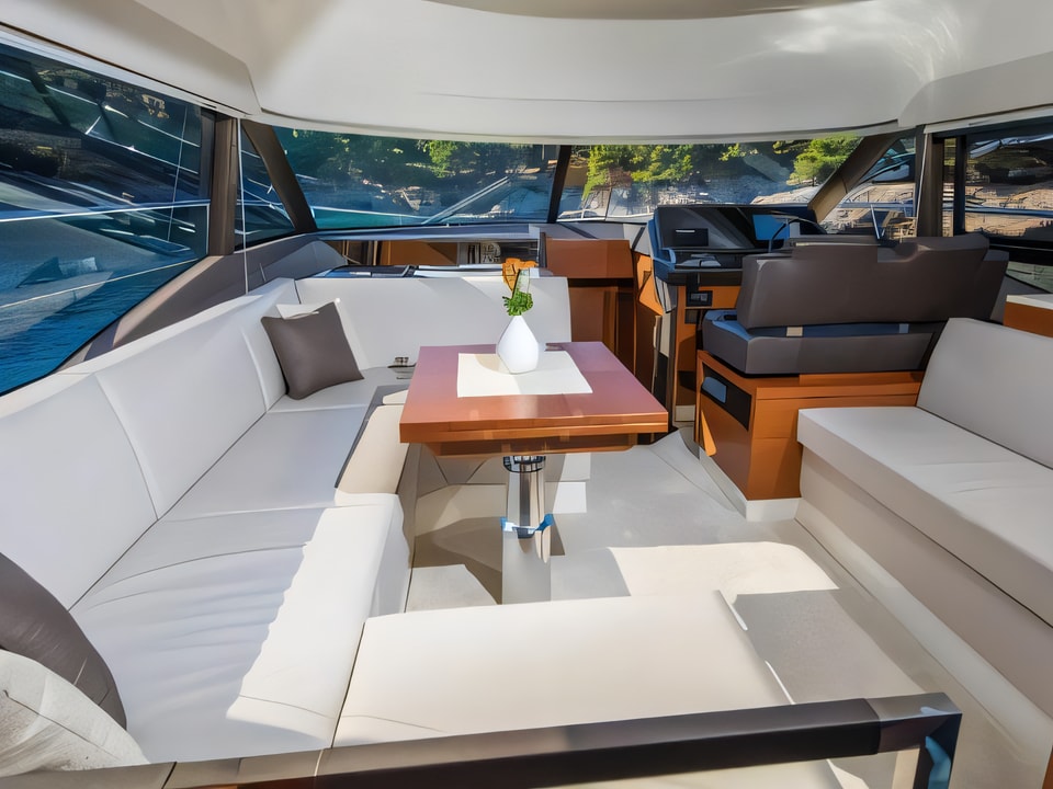 Interior of Prestige 460 motoryacht with 3 cabins Croatia yacht charter