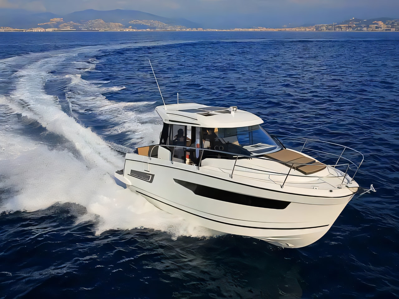 Exterior overview of Merry Fisher 895 motor boat for charter from Split ACI Marina in the Split sailing area Croatia