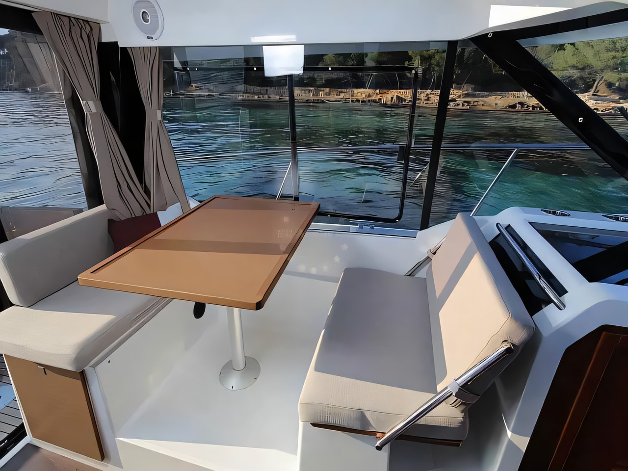Layout of Merry Fisher 895 motor boat with 2 cabins Croatia yacht charter