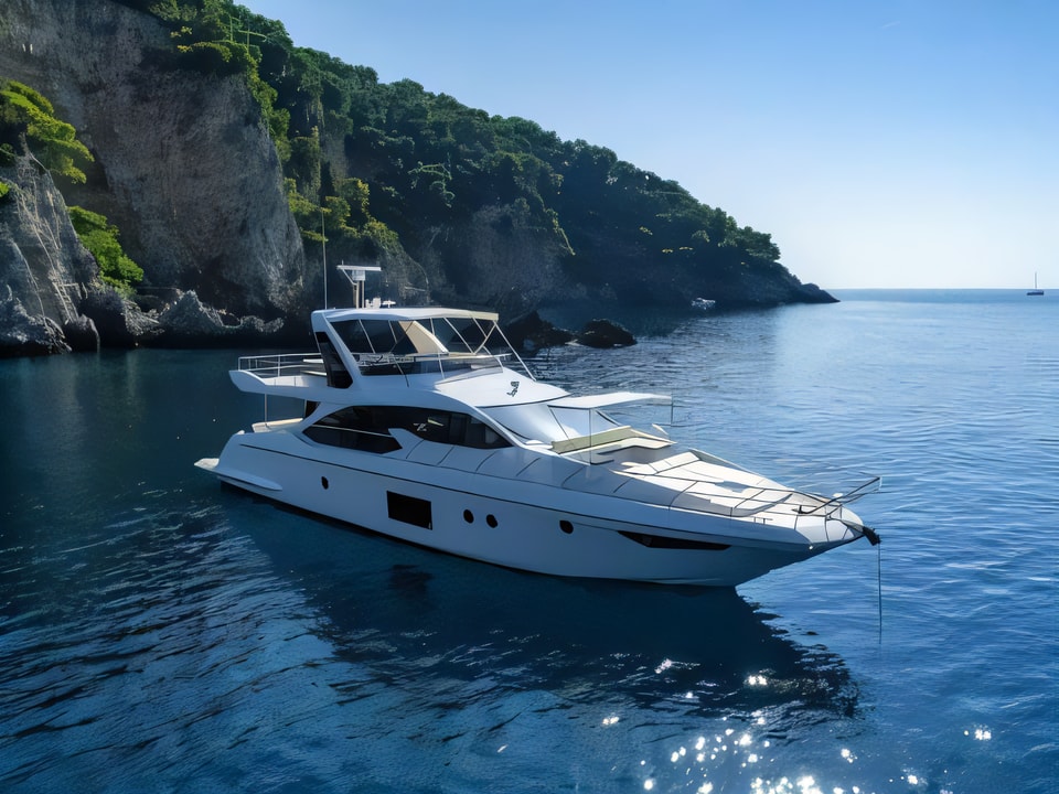 Exterior overview of Azimut 66 motoryacht for charter from Dubrovnik Marina Frapa in the Dubrovnik sailing area Croatia
