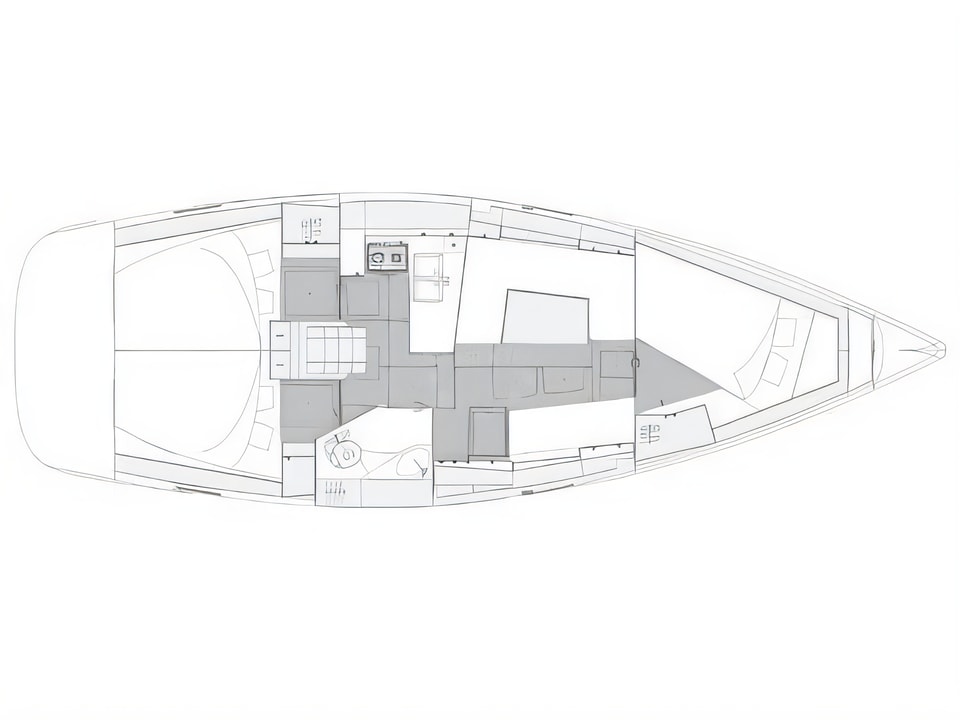 Layout of Elan 40.1 sail boat with 3 cabins Croatia yacht charter