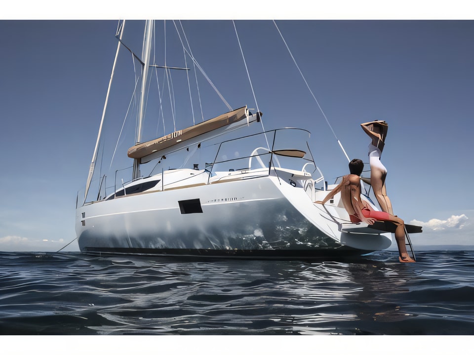 Exterior overview of Elan 45 Impression sail boat for charter from Biograd Kornati in the Zadar sailing area Croatia