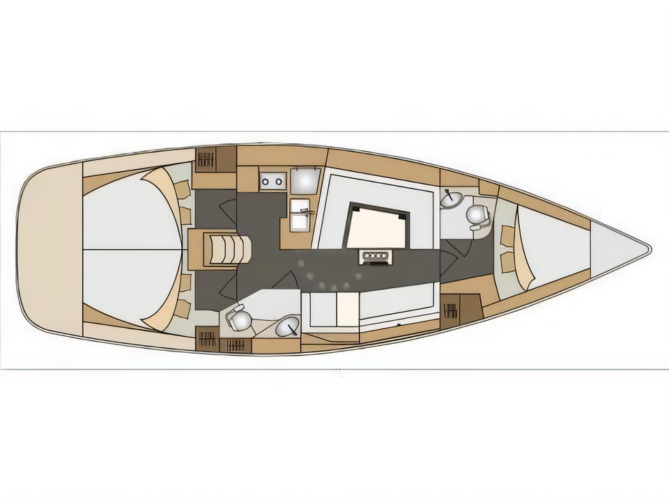 Layout of Elan 40 Impression sail boat with 3 cabins Croatia yacht charter