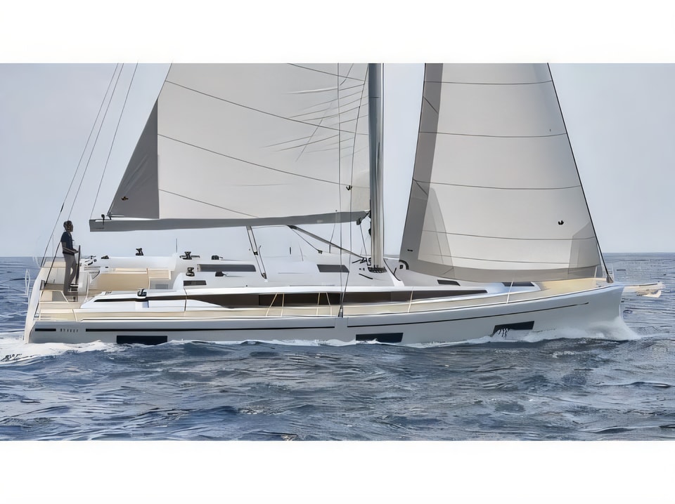 Exterior overview of Bavaria C42 sail boat for charter from Biograd Sangulin in the Zadar sailing area Croatia