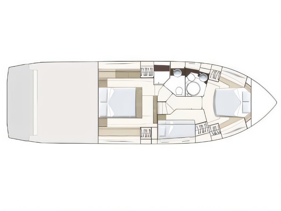Layout of Ferretti 450 motoryacht with 3 cabins Croatia yacht charter
