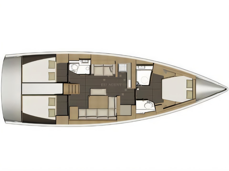 Layout of Dufour 460 Grand Large sail boat with 3 cabins Croatia yacht charter