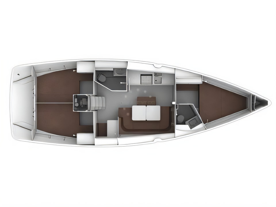 Layout of Bavaria Cruiser 41 sail boat with 3 cabins Croatia yacht charter