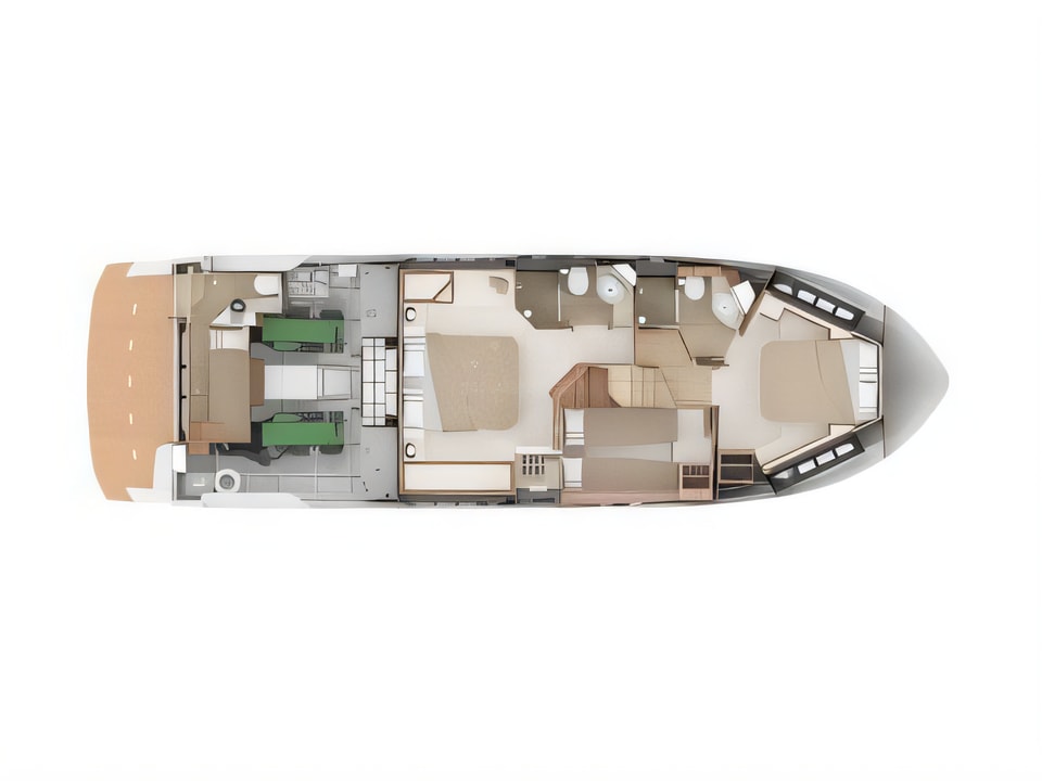 Layout of Absolute 50 Fly motoryacht with 3 cabins Croatia yacht charter