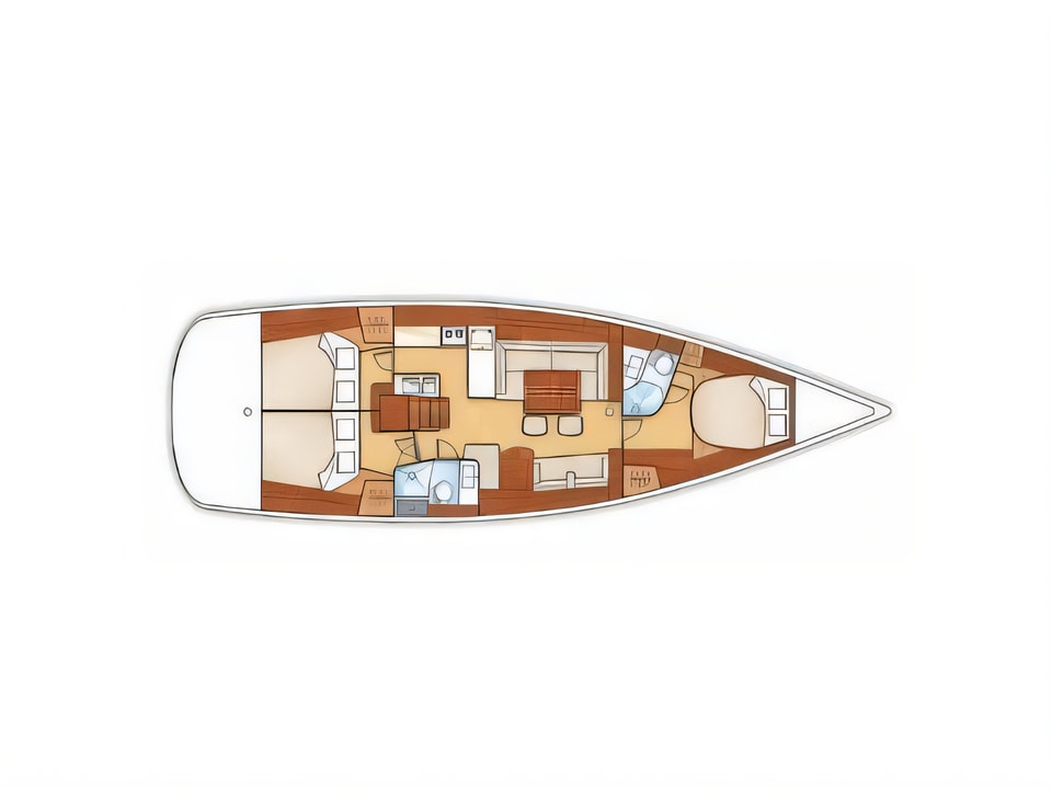 Layout of Grand Soleil 50 sail boat with 3 cabins Croatia yacht charter