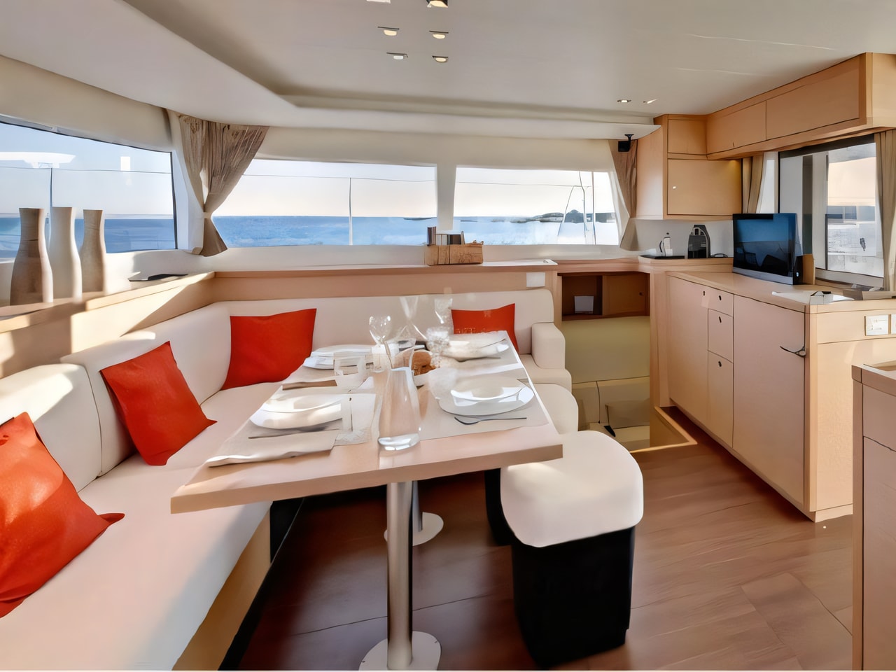 Layout of Lagoon 450 catamaran with 6 cabins Croatia yacht charter