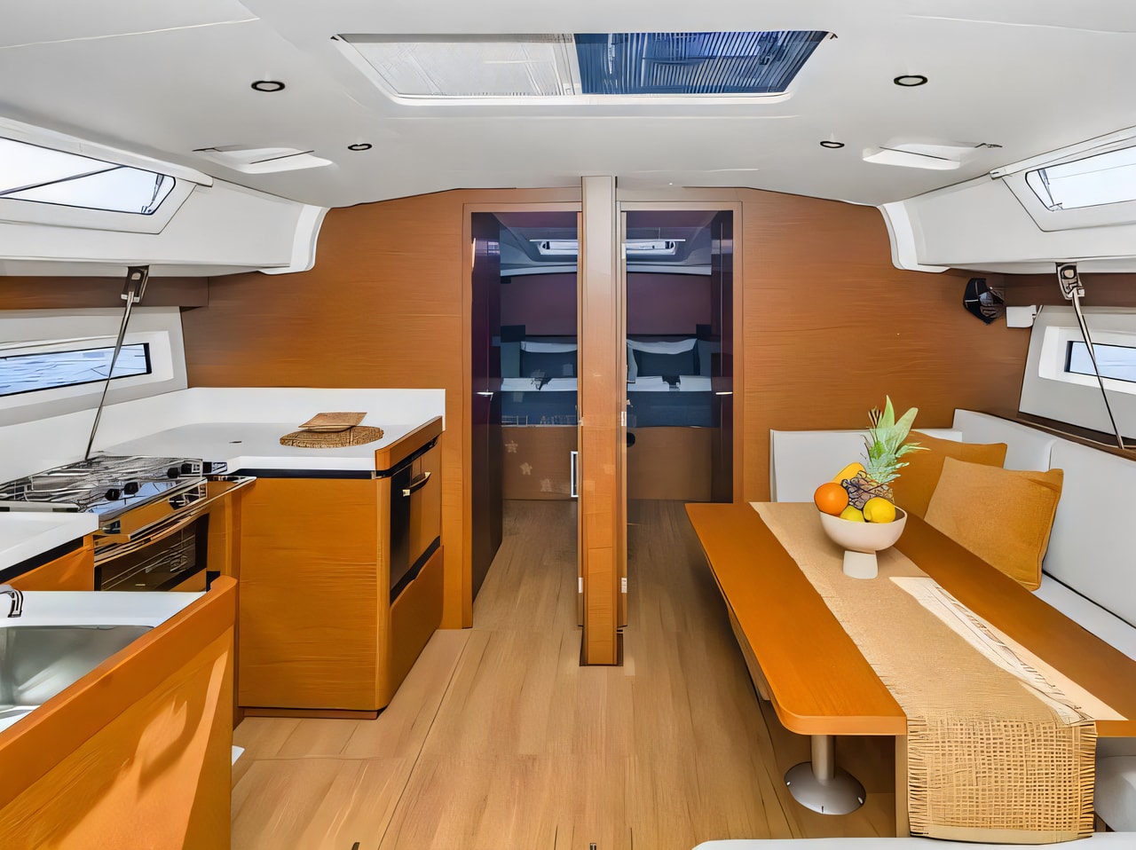 Layout of Sun Odyssey 490 sail boat with 5 cabins Croatia yacht charter