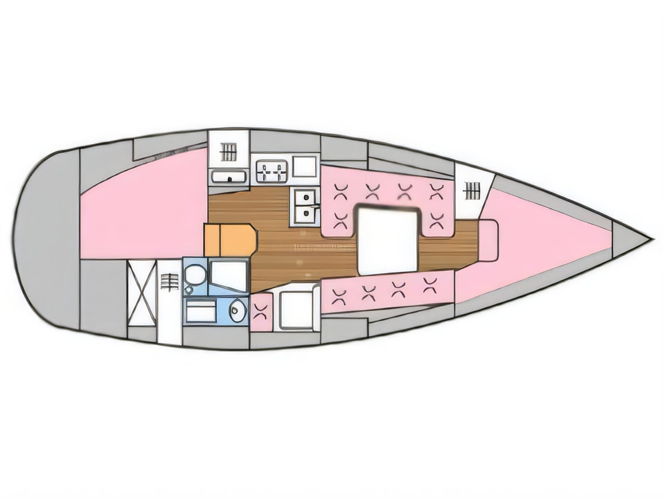 Elan 333 yacht layout 2 cabins Croatia charter