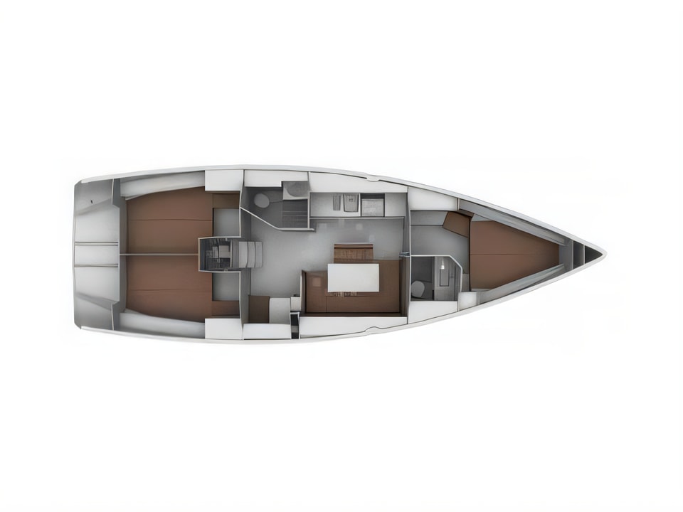 Layout of Bavaria Cruiser 40 sail boat with 3 cabins Croatia yacht charter