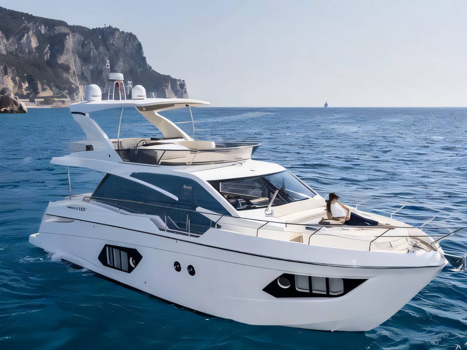 Exterior overview of Absolute 50 Fly motoryacht for charter from Rab ACI Marina in the Istria / Kvarner sailing area Croatia