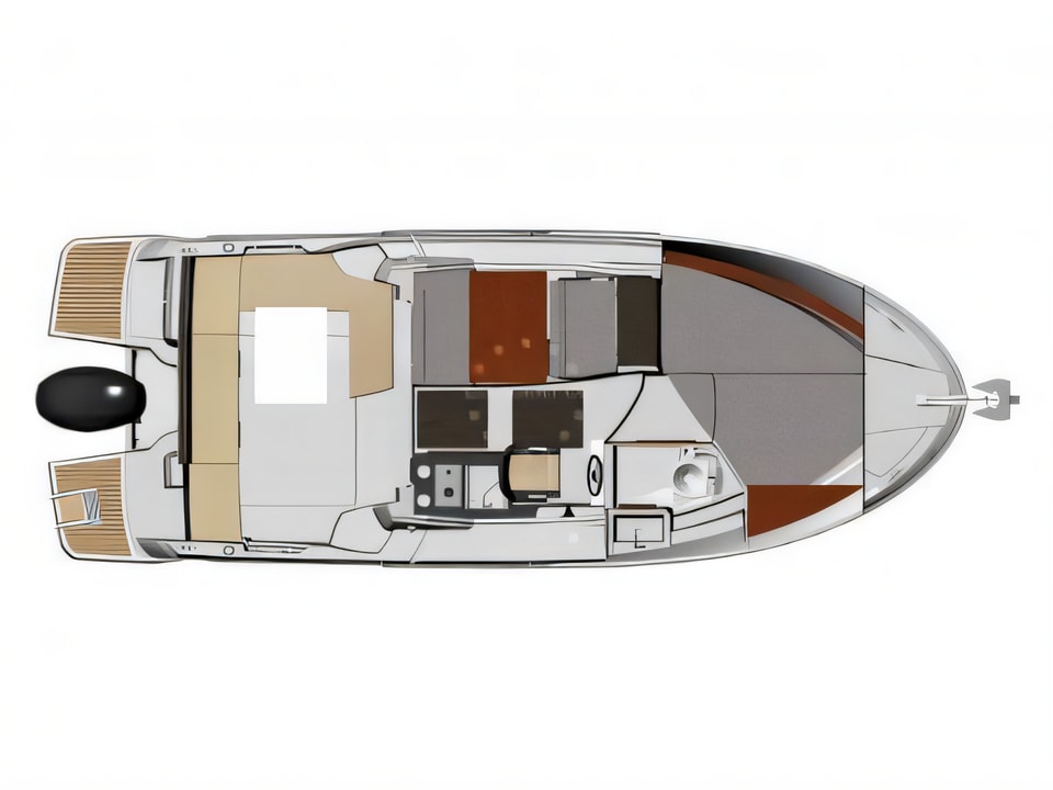 Layout of Merry Fisher 795 motor boat with 1 cabins Croatia yacht charter