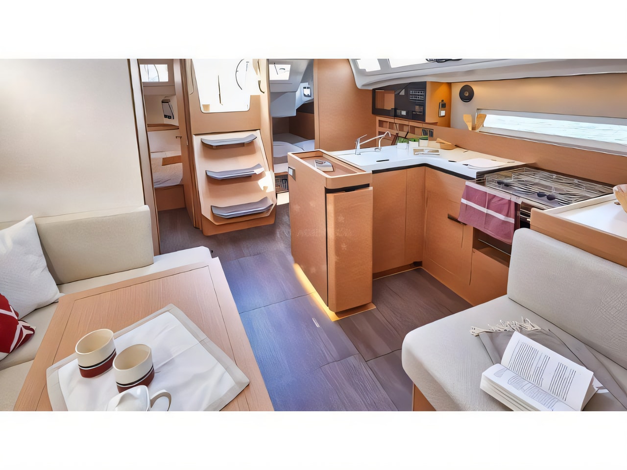Layout of Sunsail 410 sail boat with 3 cabins Croatia yacht charter