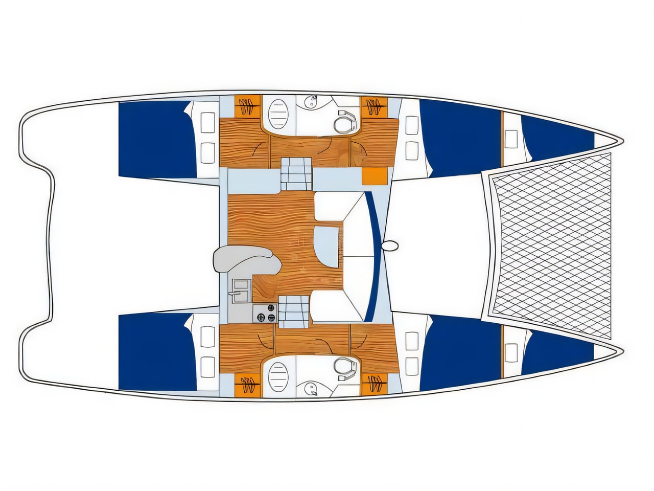 Interior of Sunsail 404 catamaran with 4 cabins Croatia yacht charter