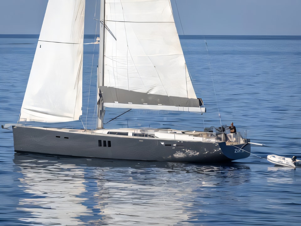 Exterior overview of Hanse 630 sail boat for charter from Rogoznica Marina Frapa in the Sibenik sailing area Croatia