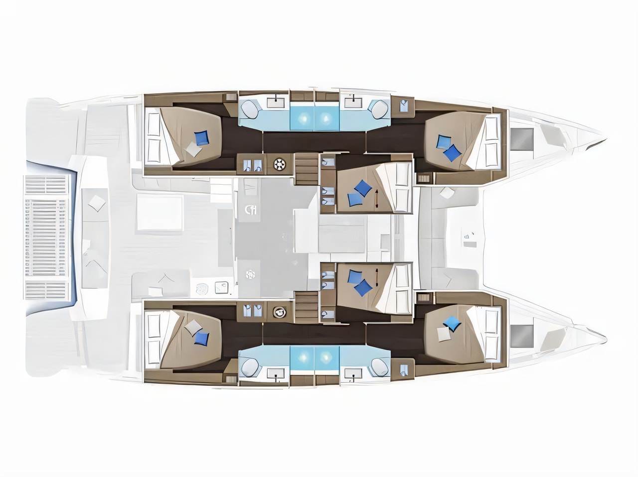 Interior of Lagoon 51- 6 cab catamaran with 7 cabins Croatia yacht charter