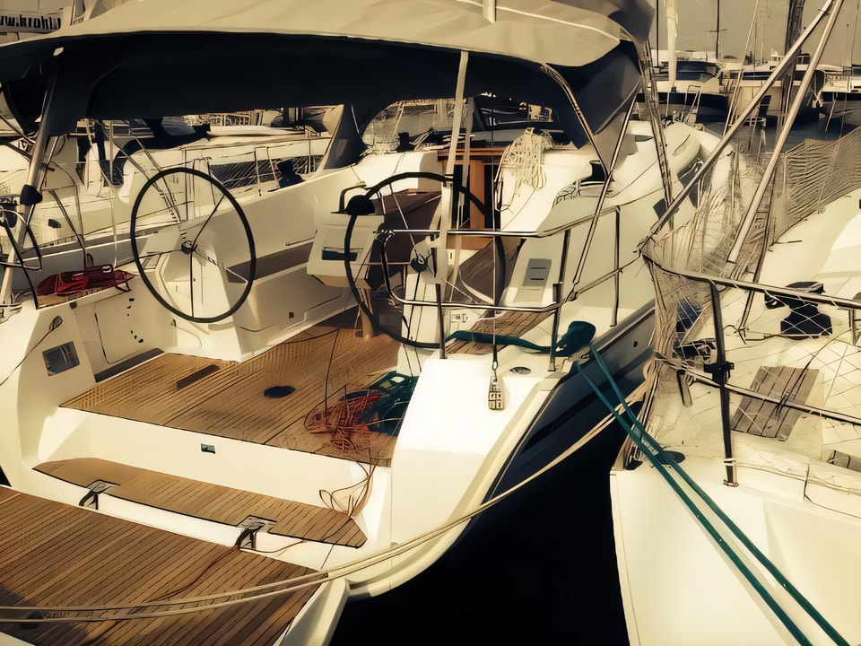 Exterior overview of Bavaria Cruiser 41 sail boat for charter from Sukosan Marina Dalmacija in the Zadar sailing area Croatia