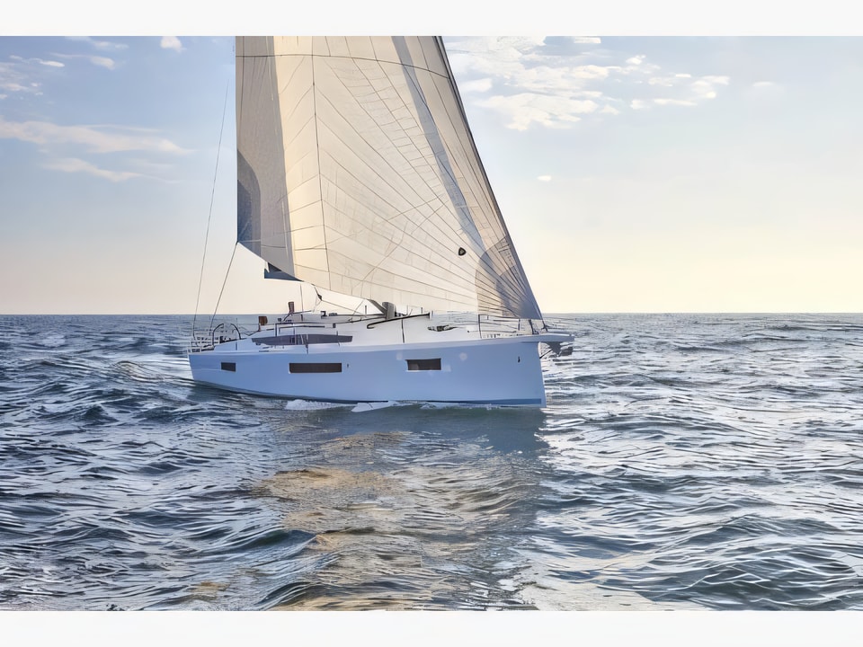 Exterior overview of Sun Odyssey 410 sail boat for charter from Sukosan Marina Dalmacija in the Kornati sailing area Croatia
