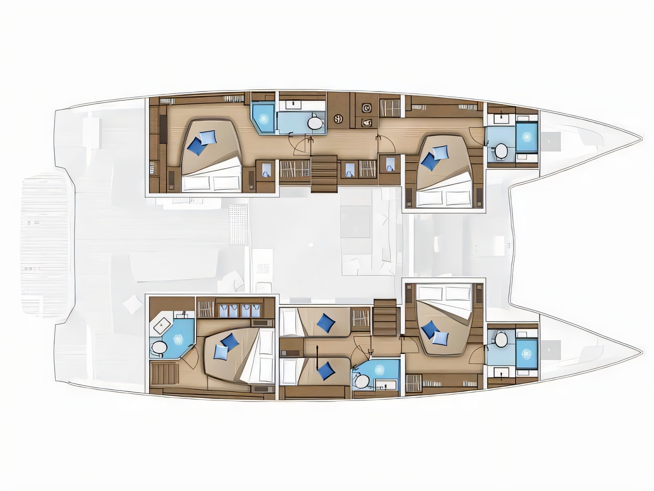 Interior of Lagoon 55_5 Cabins catamaran with 4 cabins Croatia yacht charter