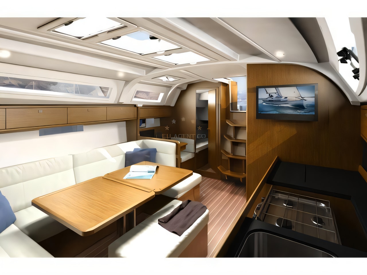 Layout of Bavaria Cruiser 41 sail boat with 3 cabins Croatia yacht charter