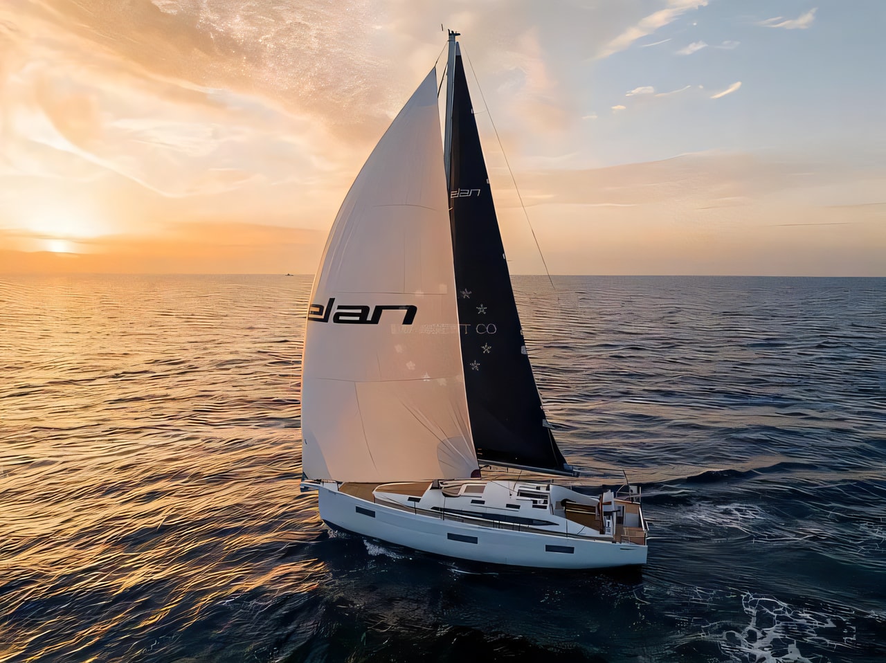 Exterior overview of Elan Impression 43 sail boat for charter from Rogoznica Marina Frapa in the Sibenik sailing area Croatia
