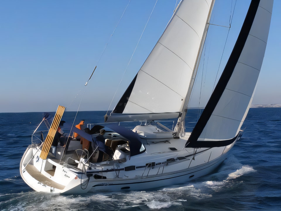 Exterior overview of Bavaria 51 BT '09 sail boat for charter from Sukosan Marina Dalmacija in the Zadar sailing area Croatia