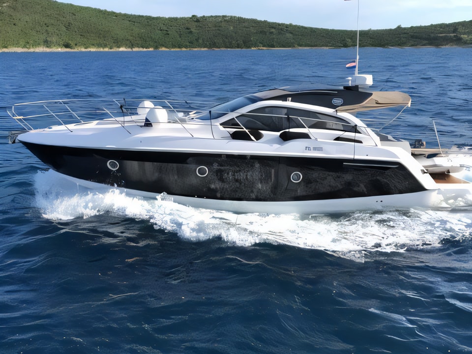 Exterior overview of Sessa C35 motor boat for charter from Podstrana Marina Lav in the Split sailing area Croatia