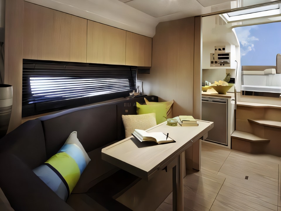 Interior of Sessa C35 motor boat with 2 cabins Croatia yacht charter