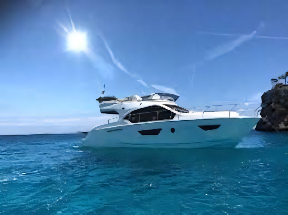 Exterior overview of Sessa Fly 42 motor boat for charter from Podstrana Marina Lav in the Split sailing area Croatia