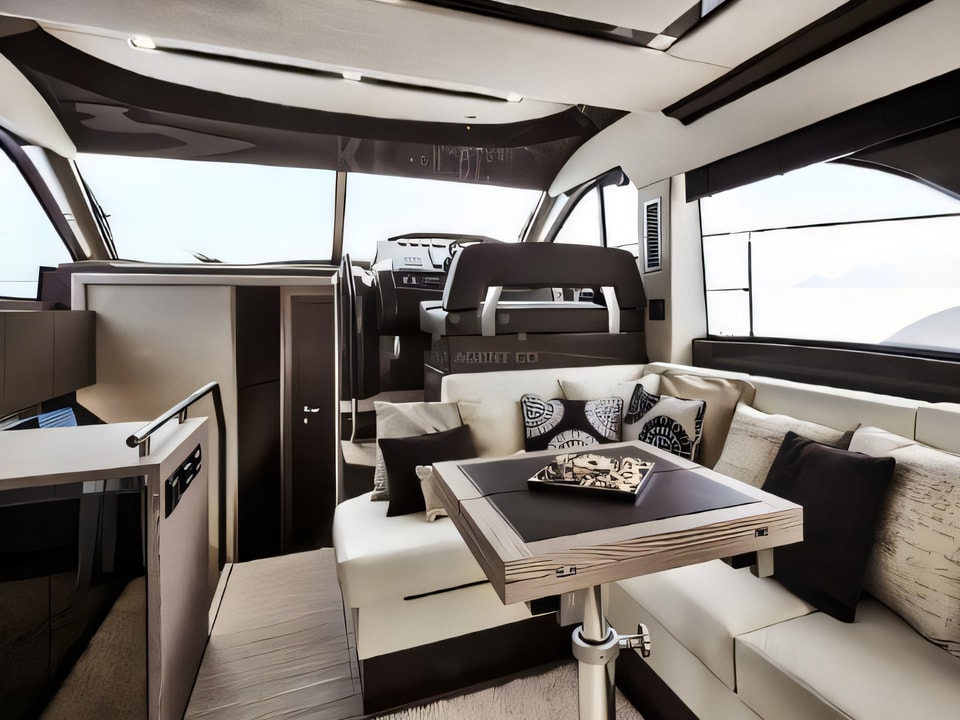 Interior of Sessa Fly 42 motor boat with 2 cabins Croatia yacht charter
