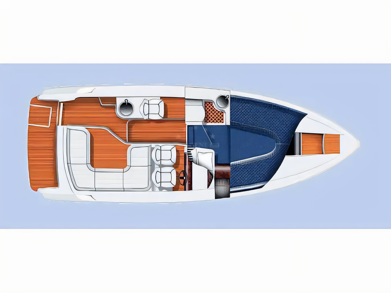 Interior of Aquador 28 HT motor boat with 2 cabins Croatia yacht charter